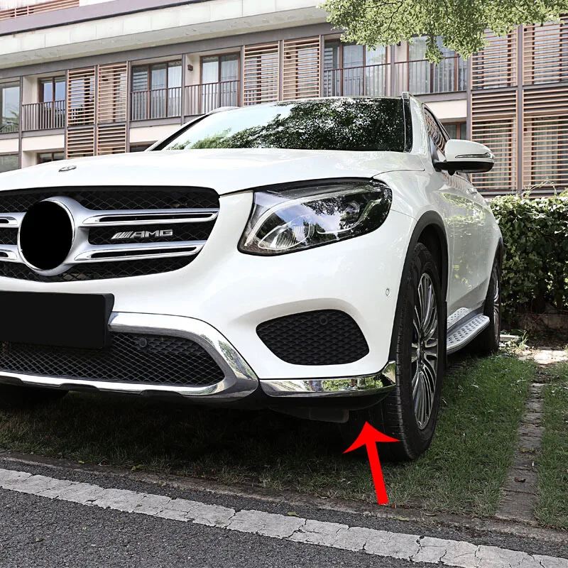 

Аксессуары для Mercedes Benz GLC 2016 2017 2018 ABS Хромированная Автомобильная Передняя защитная угловая полоса крышка отделка автостайлинг 2 шт.