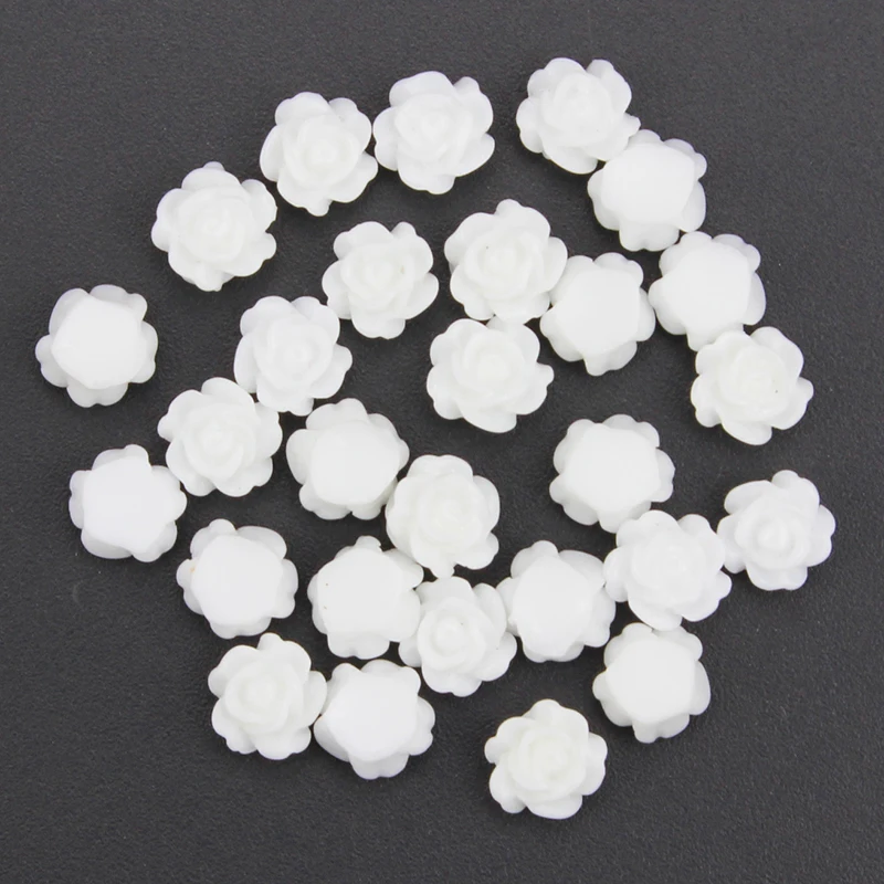 Blueness 3D 50Pcs/lot White Rose Flower Design Nail Art Decoration Resin Studs Charms Jewelry DIY Acrylic Tools Tips PJ207|nail art decorations|nail