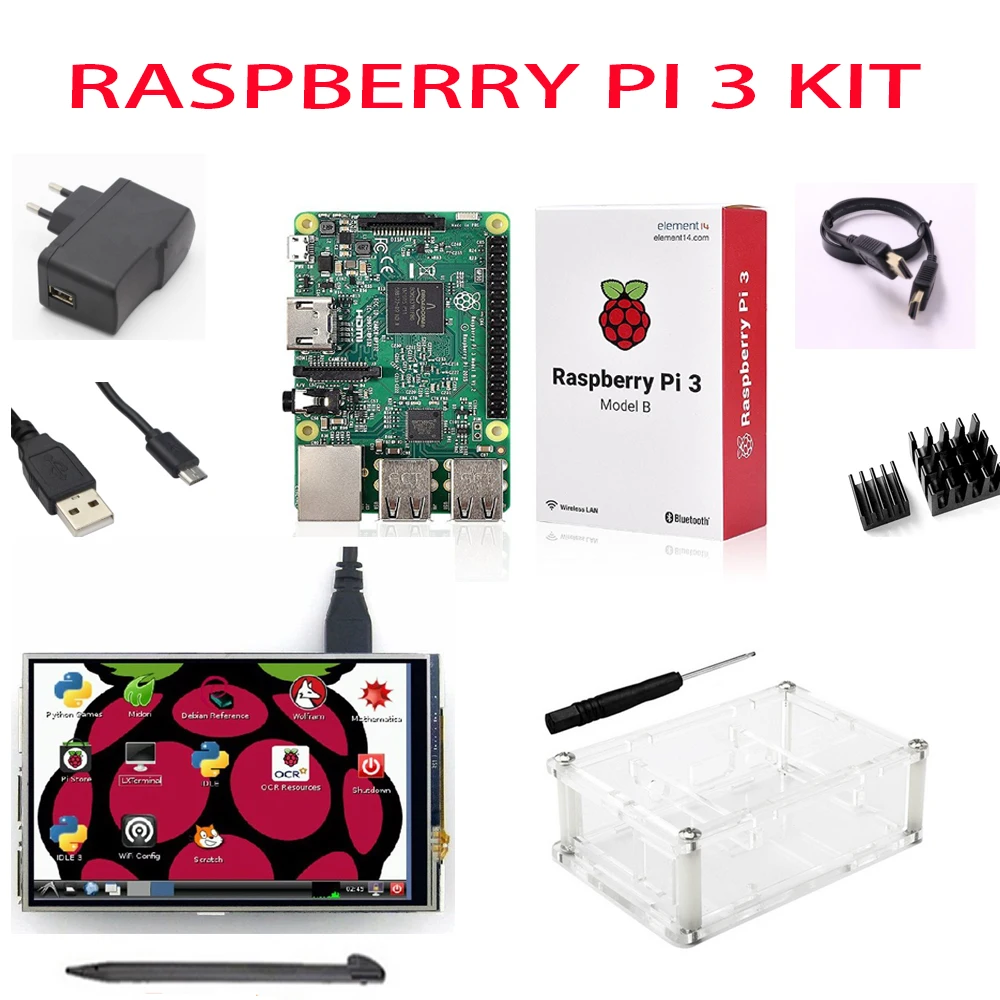 Новый стартовый набор Raspberry Pi 3 с оригинальной raspberry pi model b + блок питания 5 В 2 5a