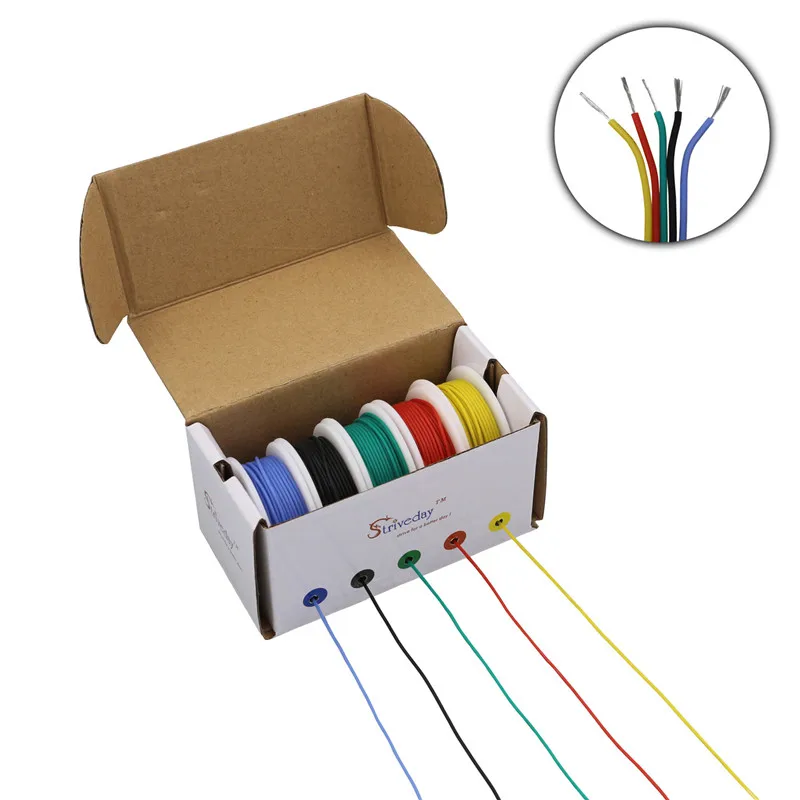 Гибкая силиконовая проволока 28AWG 50 м 5 цветов в упаковке 1 шт. провод и кабель из