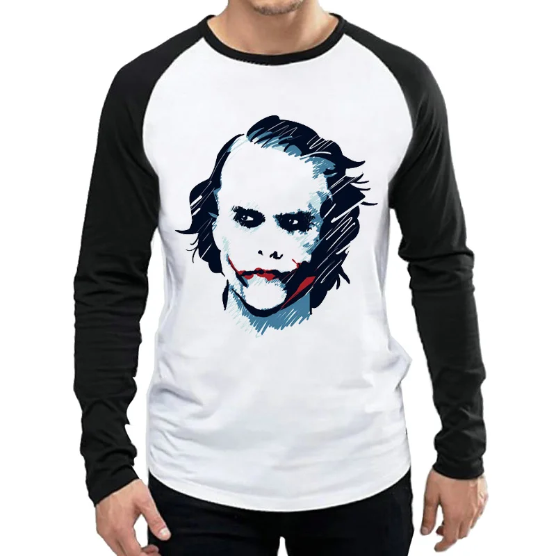 2 Joker, футболка, белая, мужская, длинный рукав,, Джокер, футболка, Топы, футболка, полный рукав, фильм, Страшный Джокер, футболка - Цвет: 2