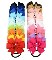 newest 1pcs 3 15 inch girl boutique grosgrain ribbon bow elastic hair tie rope hair band bows with kids hair accessories