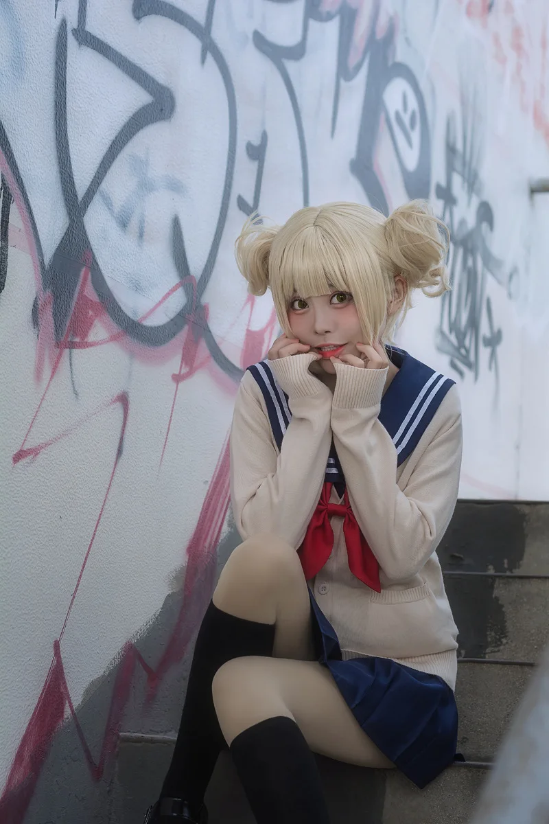 

Anime My Hero Academia Boku no Hero Academia Himiko Toga JK Uniform Skirts Sweater Sweatshirts Cardigan Cosplay Costume Suit 5XL