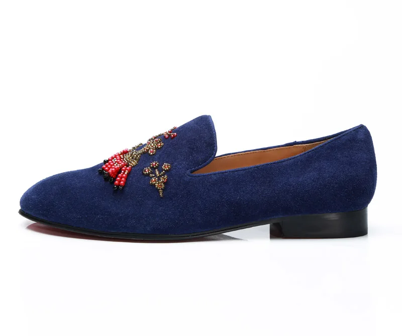 Мужские повседневные лоферы из натуральной замши темно синего цвета мужские