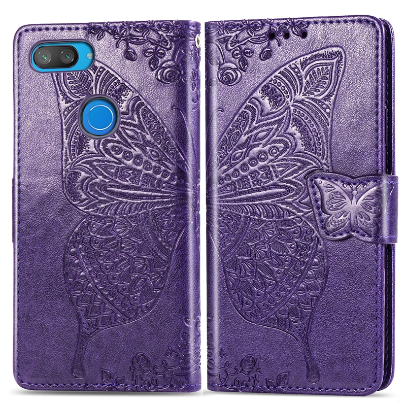 Luxury Wallet Leather Case For Xiaomi Mi 8 Lite 8Lite Flip Cover Funda Coque 3D Butterfly Floral Capa | Мобильные телефоны и