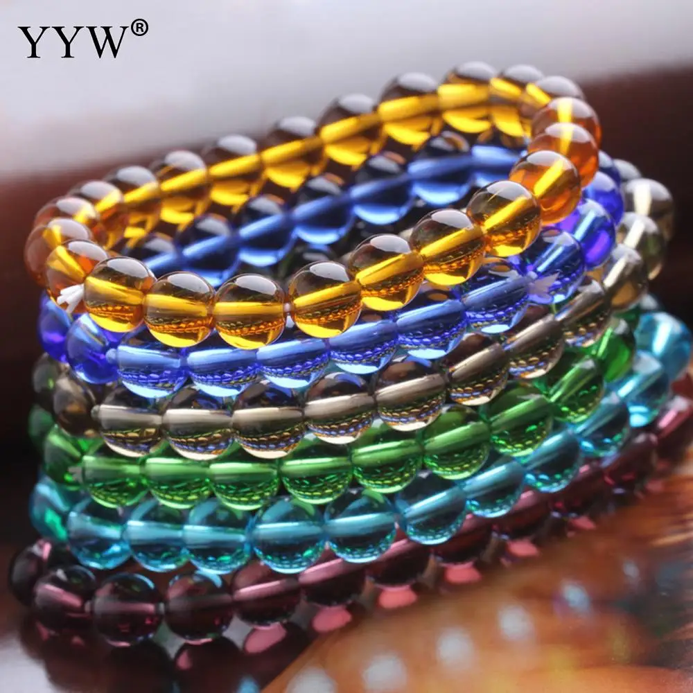 7 2 дюймов 8 мм Pulseras Mujer Moda 2018 красочные стеклянные бусины прозрачные браслет для