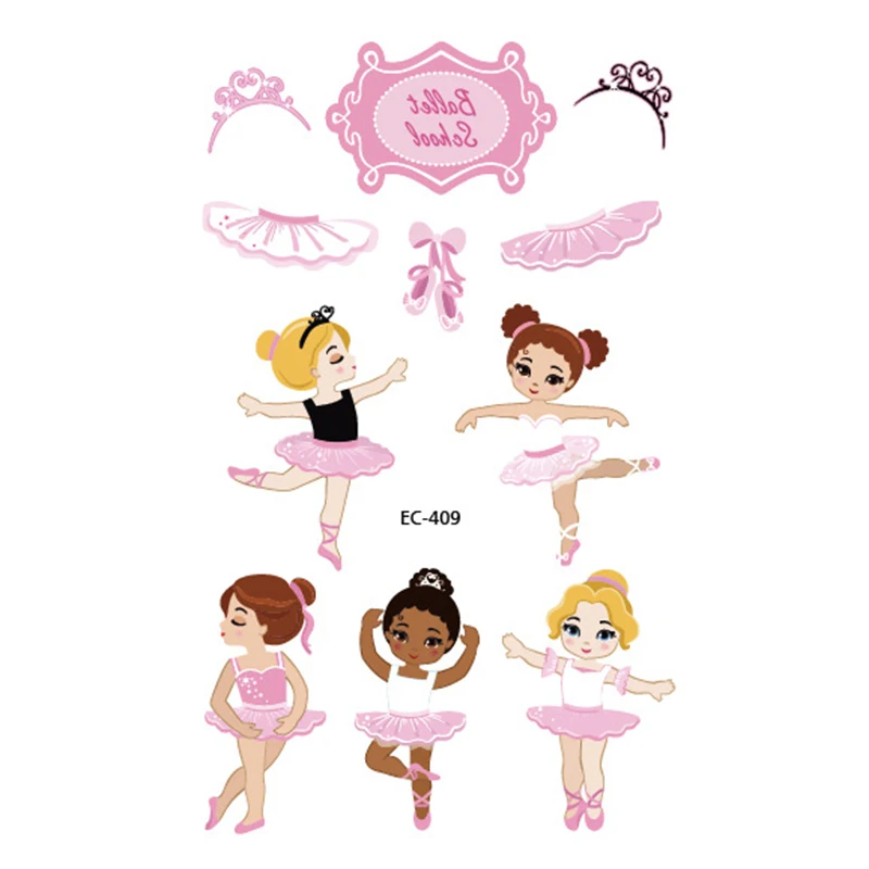 1 шт. Мультяшные тату наклейки для балерины игрушки танцы временные розовые