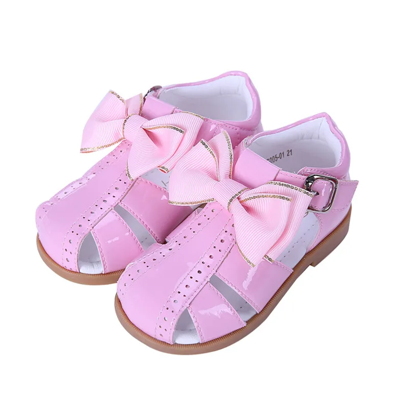 Pink Pettigirl/; сандалии для девочек из микрофибры; детская обувь принцессы с бантом; Летняя детская обувь для девочек; размеры США(без обувной коробки - Цвет: Pink