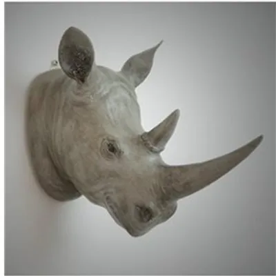Многоцветный Экзотический носорог голова Декор стены 3D Животные Искусство Скульптура фигурки смолы ремесло дома креативный фон гобелены R678 - Цвет: Многоцветный