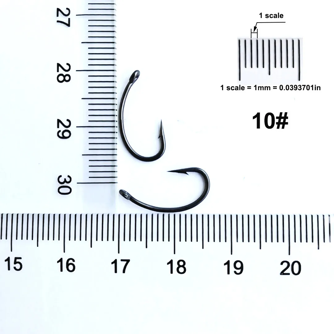 100pcs Size 10 100 шт./лот, крючки для ловли карпа, Япония, Высокоуглеродистая Сталь, тефлоновое покрытие, колючий глаз, круг, одиночные рыболовные крючки, рыболовные аксессуары G - Цвет: 100pcs Size 10