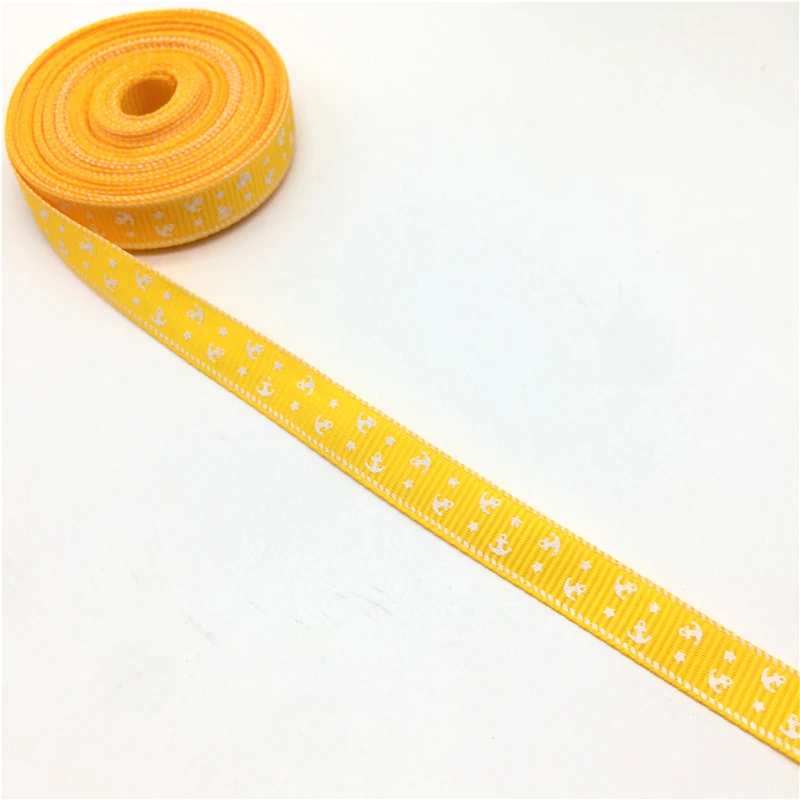 5 ярдов 3/8 &quot(10 мм) печатных корабль якорь Grosgrain лента для пояса подарочная