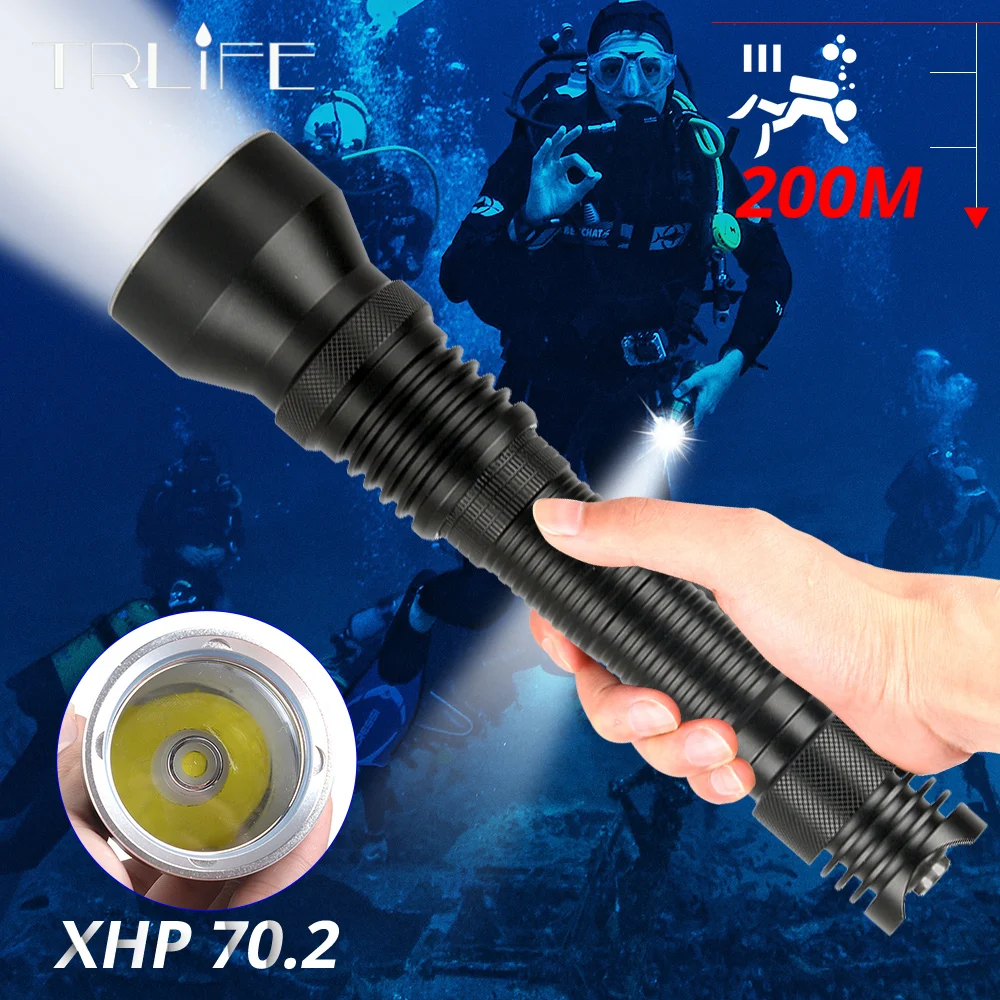 Профессиональный светодиодный фонарик XHP70.2 для дайвинга портативный Подводный