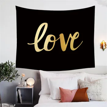 BlessLiving Golden Tapestry Eyelash Black and White Home Decor Wall Hanging for Living Room Bedroom Letters Print Bed Sheets 4