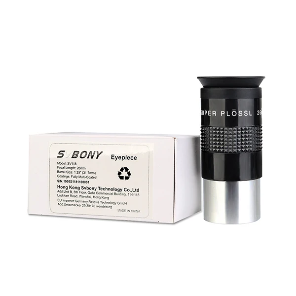 SVBONY SV118 FMC 1,2" SPL Plossl окуляр 9,7 мм 26 мм 52 градусов FOV окуляр+ 2x Барлоу Набор для астрономического телескопа