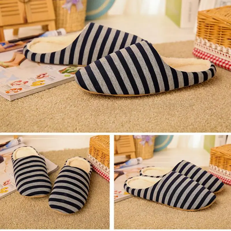 Новинка года; домашние тапочки; Pantufas; зимний хлопковый полосатый тапок; домашняя обувь для пар; Мягкие плюшевые тапочки; Chinelos