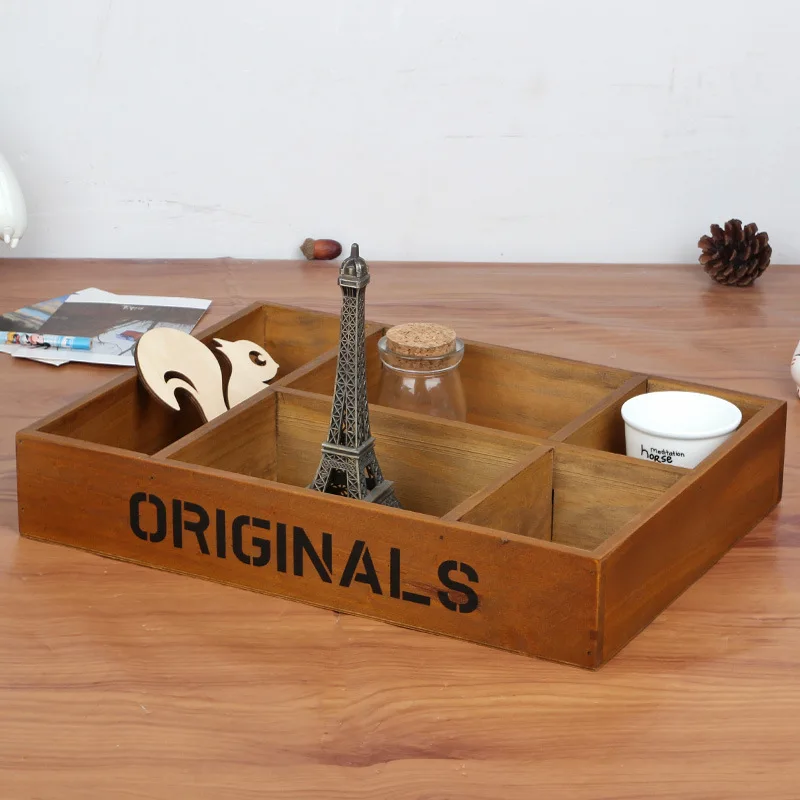 Винтажная деревянная коробка с 5 отделениями органайзер для косметики