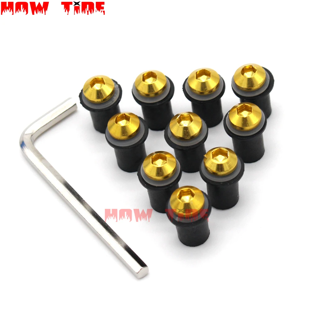 

10Ps Motorcycle 5mm Windscreen Windshield Bolts Screw Nut Fastener Kit For YAMAHA YZF R1 R3 R6 R15 R25 FZ6 MT-07 MT 07