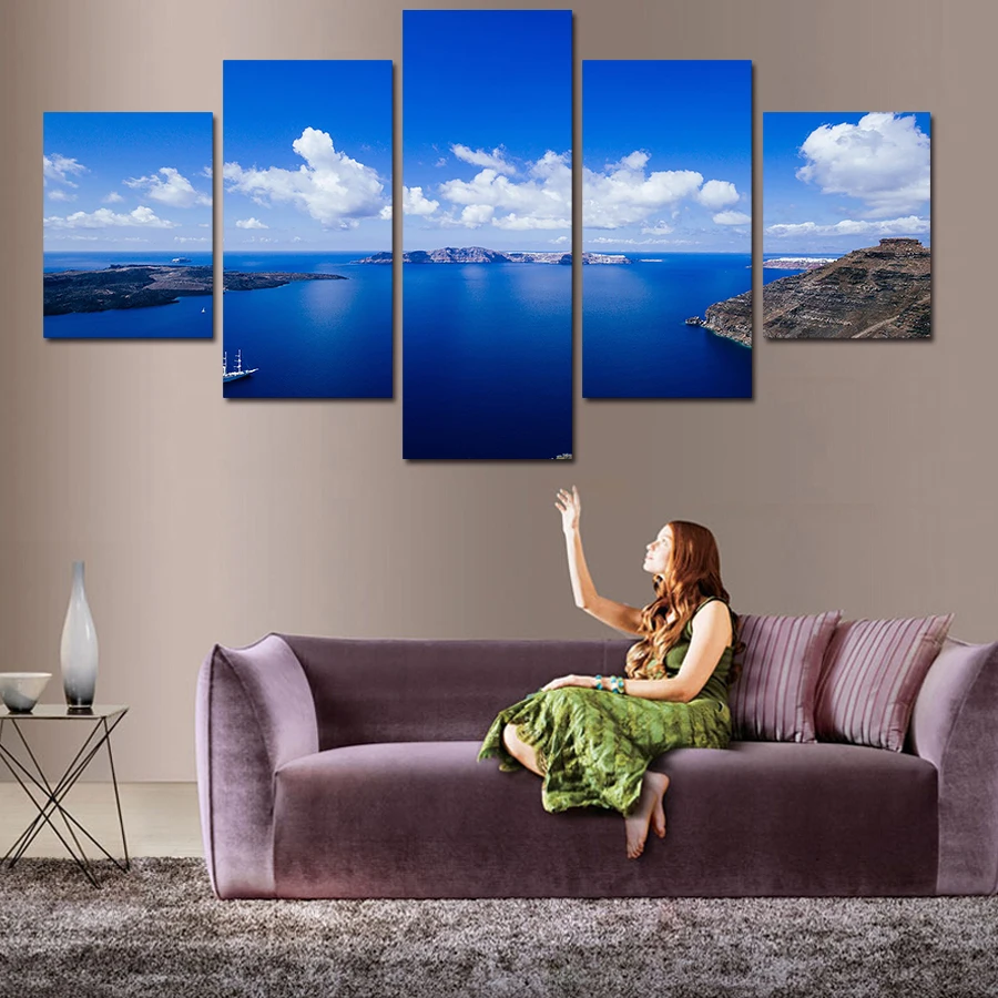 5PCS Home Decor Canvas Wall Art Painting Sea Scenery Picture Print On For The House | Дом и сад