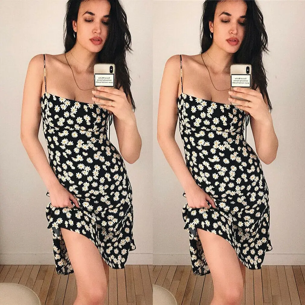 Платья с принтом подсолнуха Boho женские повседневные длинные макси для вечеринки