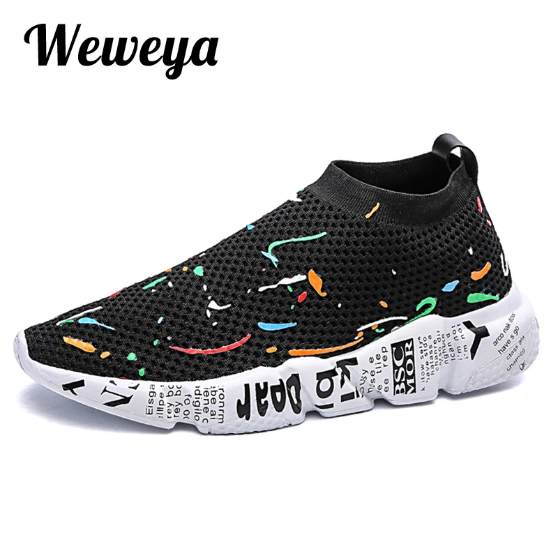 Кроссовки Weweya мужские без шнуровки Вулканизированная подошва дышащие сетчатые