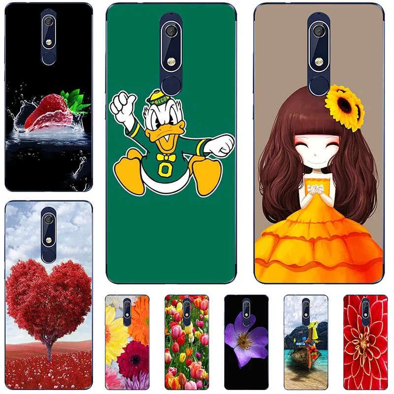 Phone Case For Coque Nokia 5.1 Elephant Painted Back Cover 5.5inch 5 2018 Funda Plastic Shell | Мобильные телефоны и