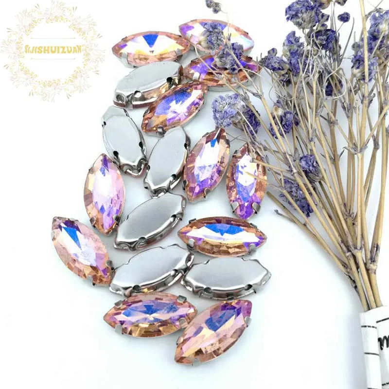 7*15mm Horse eye Dazzle color Crystal Glass Sewing Rhinestones with Claw DIY Shose and Wedding Dresses Complete | Дом и сад