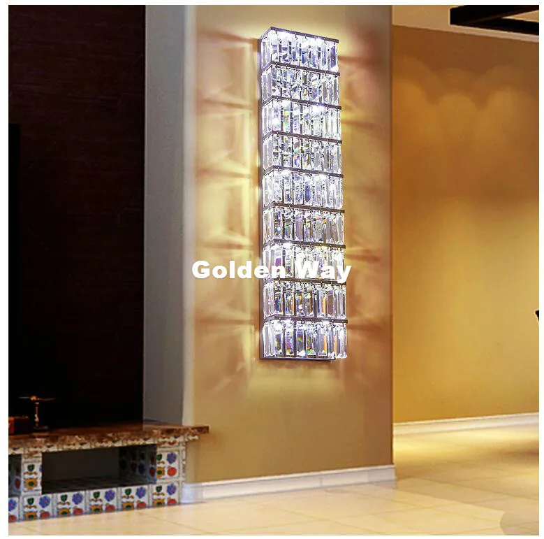 Бесплатная доставка Хрустальный настенный светильник для гостиной хром L80cm