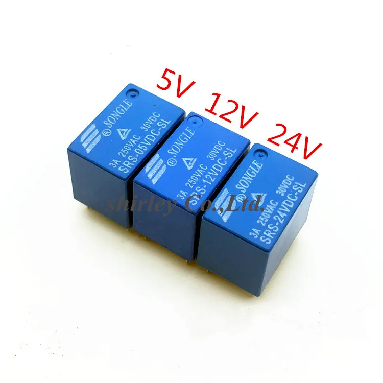

100PCS SONGLE 100% new Relays KINDS Power Relay SRS PCB 6 Pins blue SRS- 05 12 24VDC-SL 5V 12V 24V
