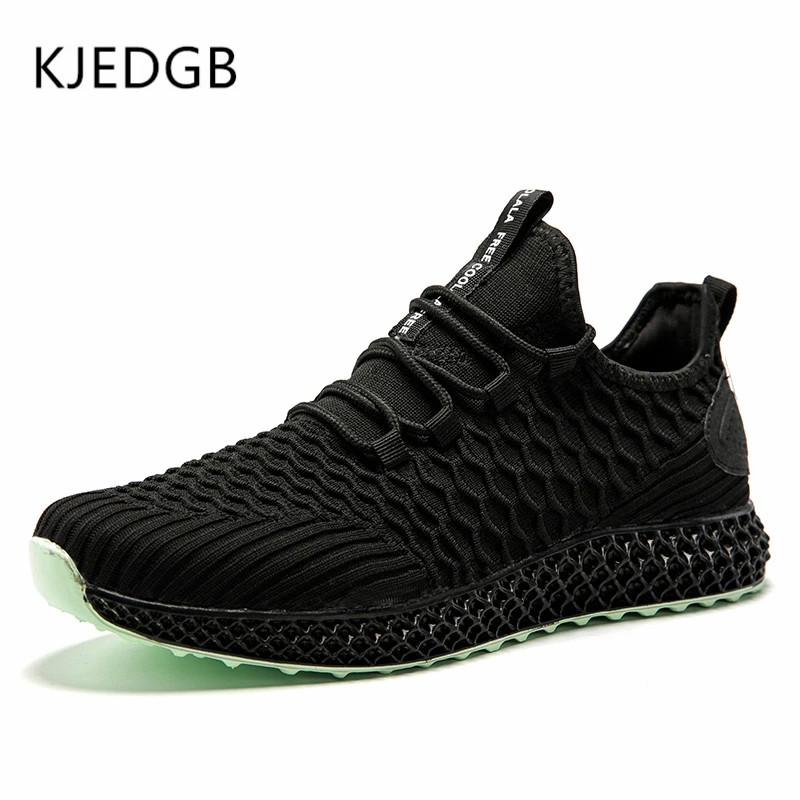 KJEDGB Новинка Flyknit высококачественные мужские кроссовки однотонные черные, красные, серые модные мужские туфли повседневные мужские теннисные кроссовки для взрослых