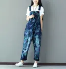 Женские джинсовые комбинезоны с принтом и дырками, женские свободные джинсовые комбинезоны с милым принтом, женские комбинезоны, брюки