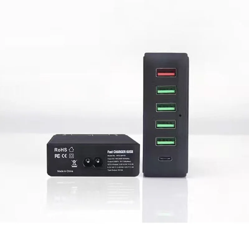 Универсальное зарядное устройство QC 3 0 с 6 USB портами и технологией Type C|adapter for