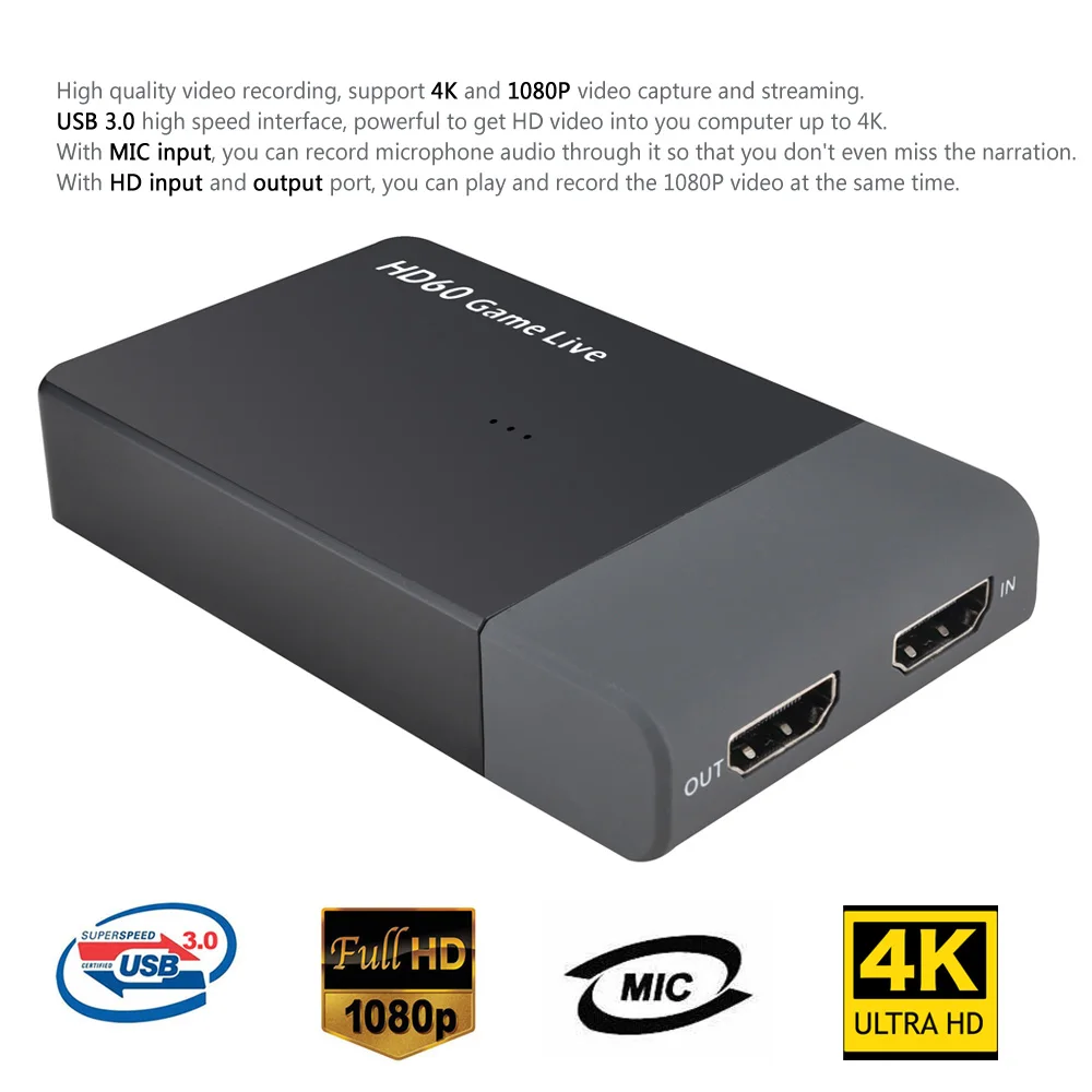 Ezcap261M USB 3 0 HD видео Захват 4K 1080P игры в реальном времени потокового конвертер