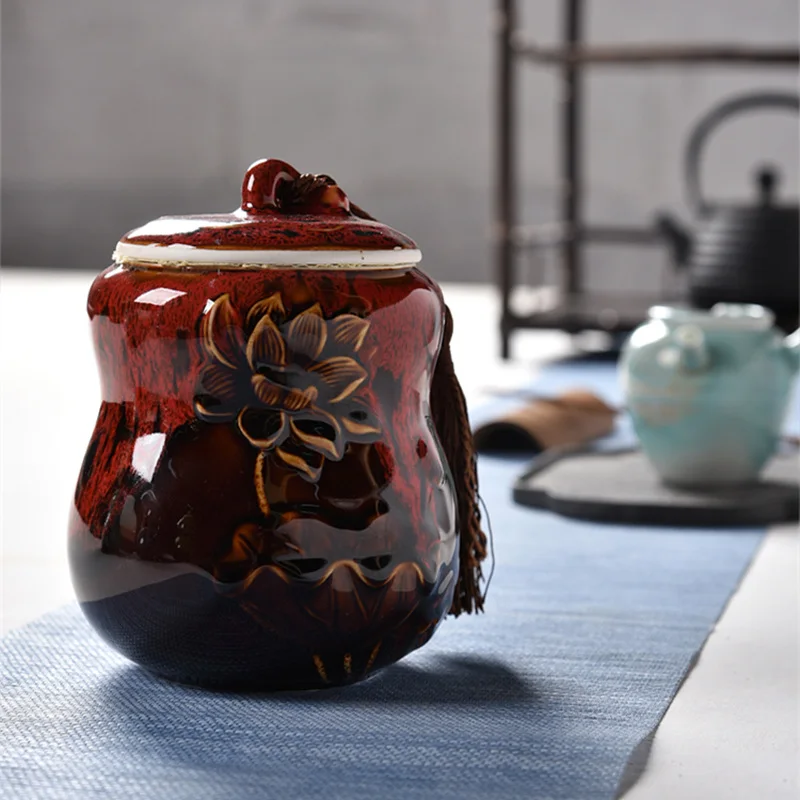 Керамическая чайная банка керамическая посуда герметичная из целадона емкость