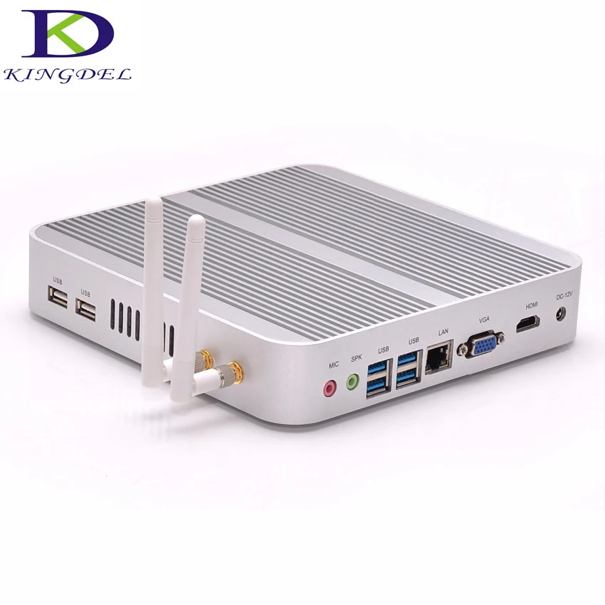 Kingdel Fanless Mini Computer HTPC Nettop with Intl i5-4200U CPU 16GB RAM+128GB SSD HDMI+VGA 4*USB3.0 WiFi Windows10 Metal Case |