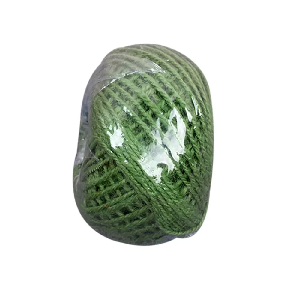 Green 50 м красочный джутовый шпагат пеньковая веревка, упаковочный обмоточный шнур, лента для творчества, Подарочная коробка, шнур для свадьбы, новогодние украшения - Цвет: Green