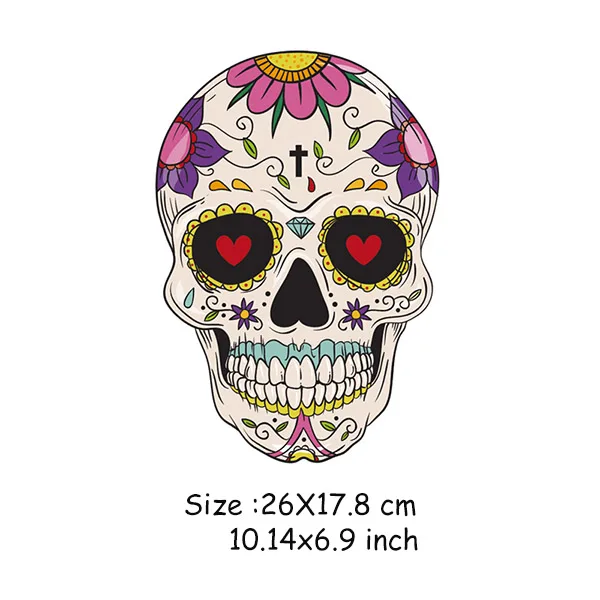 B 26x17.8cm Хип-хоп DIY патчи наклейки для одежды железные Parches для одежды West Coast Череп патч стикер теплопередачи значки аппликации - Цвет: B 26x17.8cm