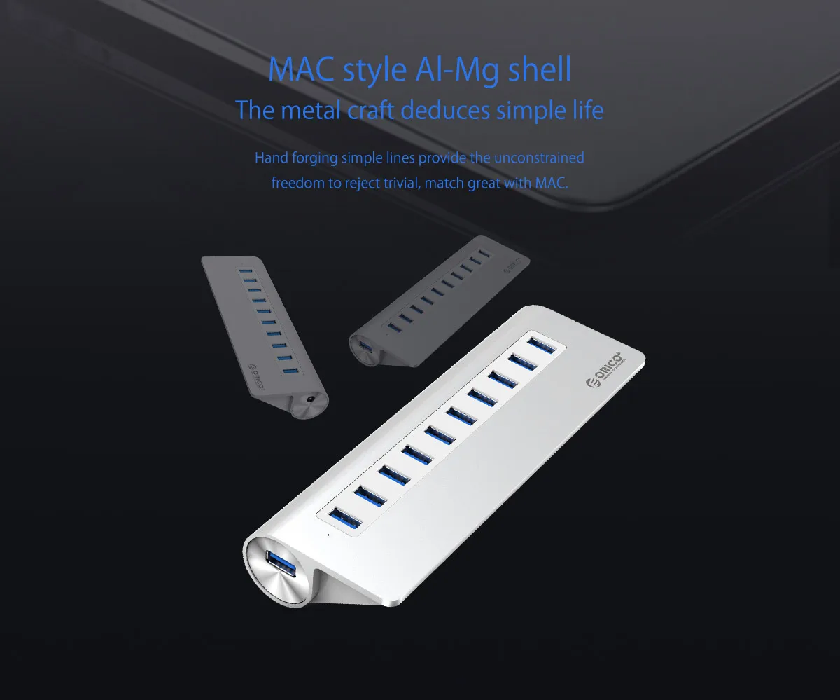 Алюминиевый сплав 10 портов USB3.0 концентратор ABS 5 Гбит/с концентратор OTG USB разветвитель для Apple Macbook Air ноутбук ПК планшет, M3H10-U3