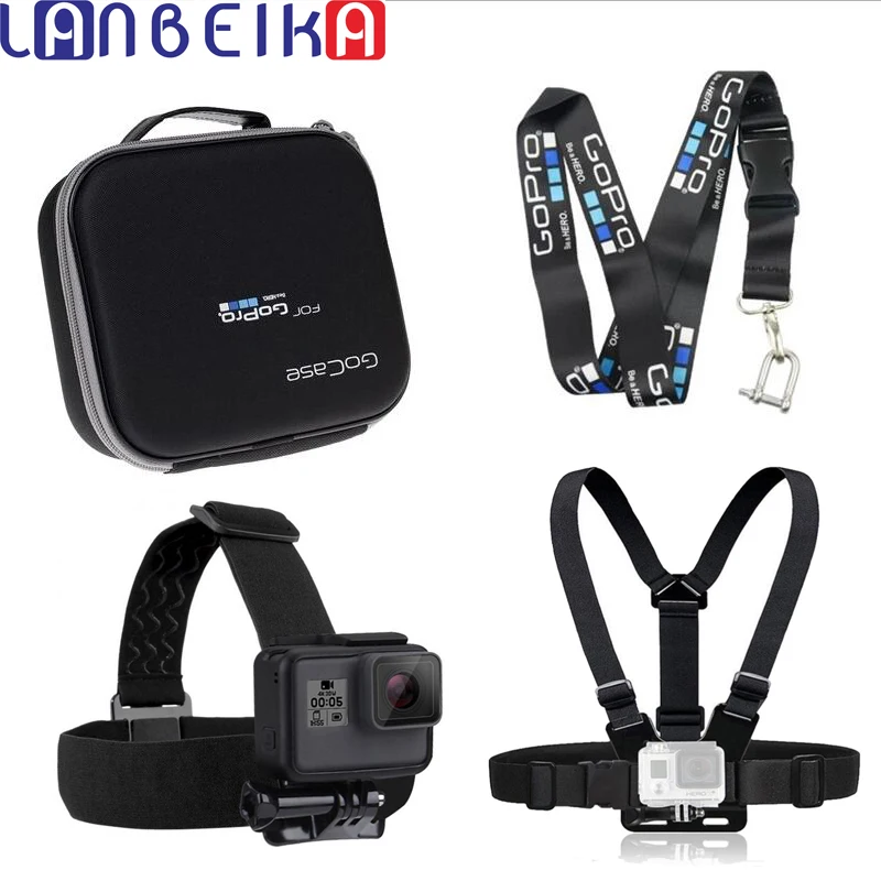 Жесткий чехол LANBEIKA для Gopro + ремешки камеры нагрудный ремень головы GoPro Hero 9 8 7 6 5 4