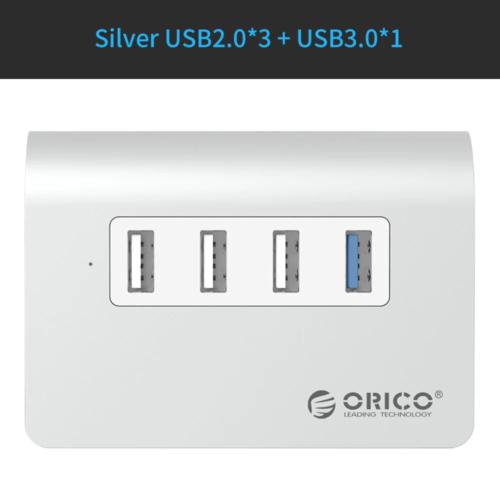 ORICO концентратор USB 3,0 Mac дизайн мини высокое качество высокая Скорость Алюминий 4 Порты и разъёмы usb-хаб разветвитель с кабель для передачи данных(M3H4 - Цвет: Silver 1 Port USB3.0