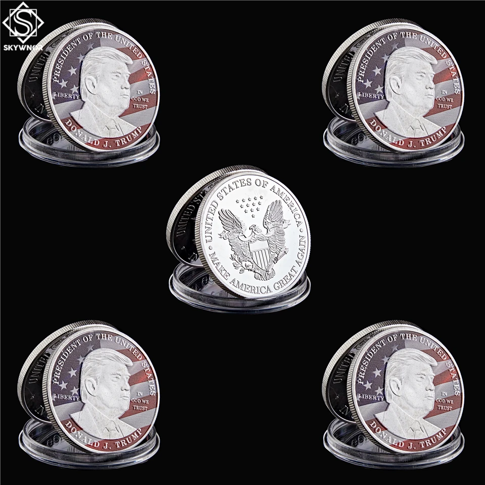 5PCS Collectible Token Coin Make America Great Again US President Trump Challenge Coin Gifts