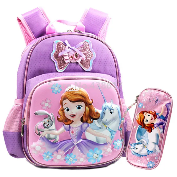 With Pencil Case Set 3D с принцессой Софией, рюкзак с единорогом школьные ранцы с пенал; комплект одежды для девочек; для детского сада, дошкольные школьная сумка - Цвет: With Pencil Case Set