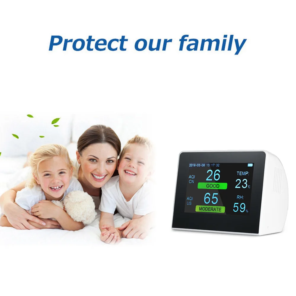 Монитор качества воздуха PM2.5 TVOC формальдегид CO2 детектор метр полупроводниковый
