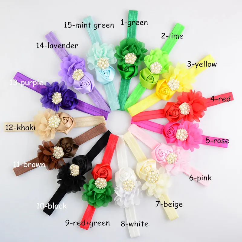

75 pcs/lot , Satin rosette and chiffon Flower headband