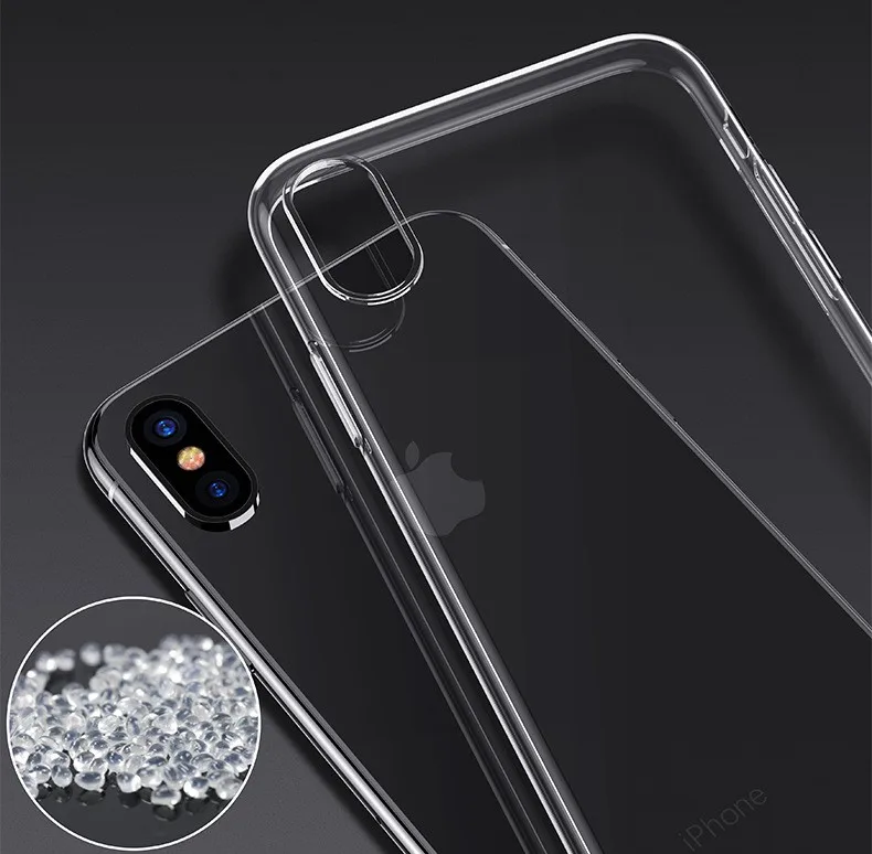 Прозрачный ТПУ чехол для iPhone X XS XR Max 8 7 6 S Plus 5/5s/SE мягкий силиконовый прозрачный