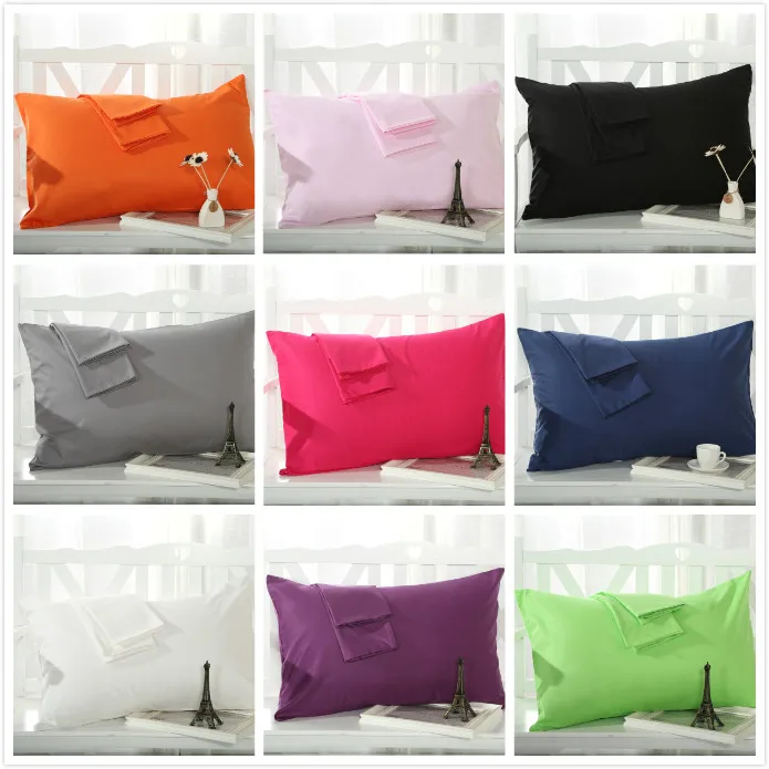 

Hot Cotton Pillow Case Sham Bedding Pillow Solid color single Use Home Bed hotel Case 48*74CM wholesale FG544