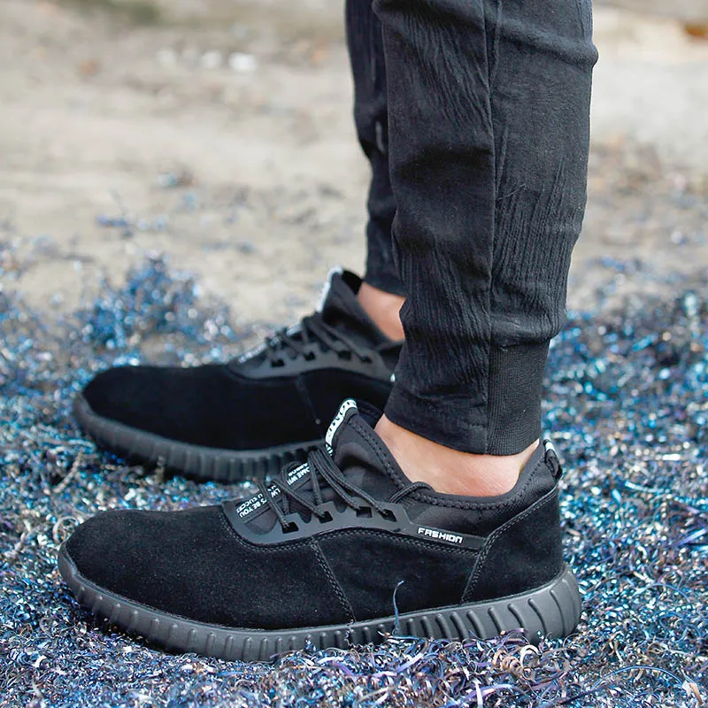 

New exhibition 2019 Lightweight fashion Breathable Safety Shoes Men Steel Toe anti-smashing sneaker Work Protective Boots 37-46