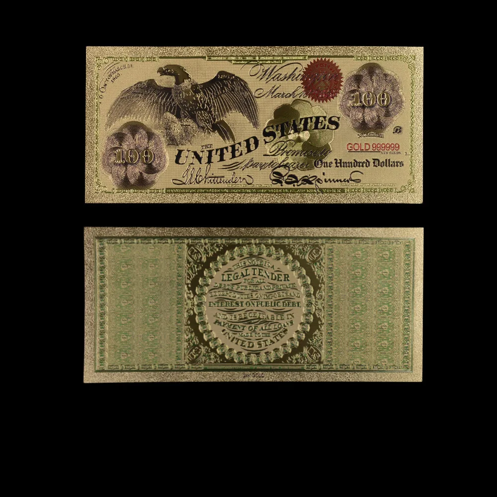 1863 лет 100 долларовая Золотая банкнота 24k США банкноты поддельные деньги