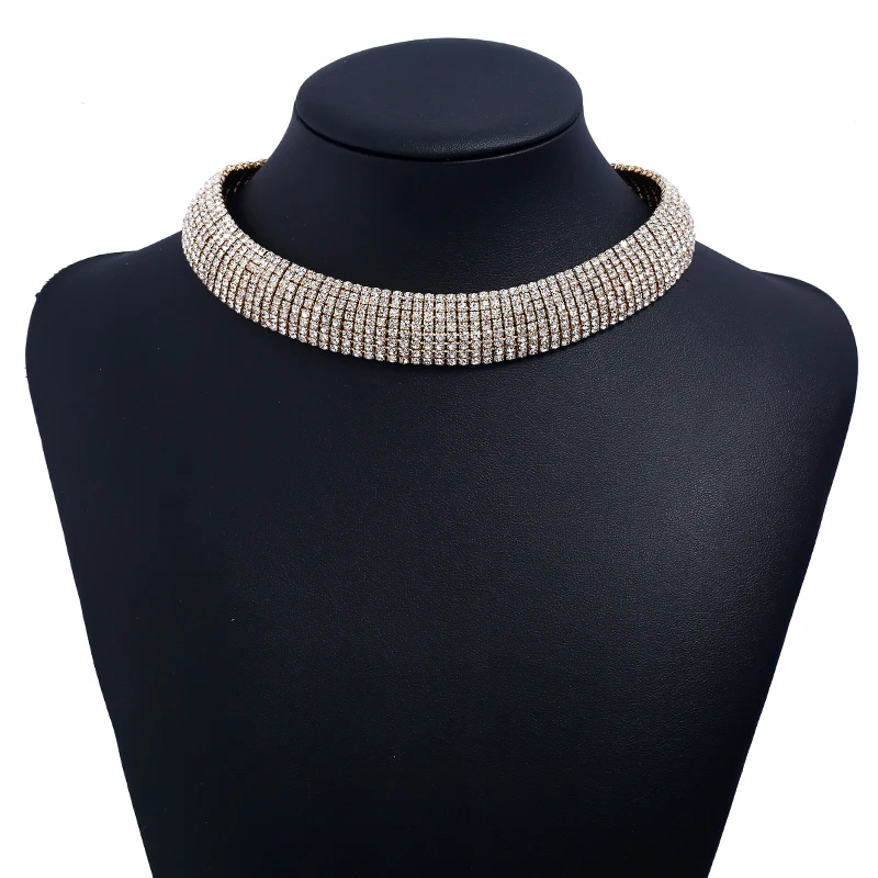 

Модная индивидуальная Женская цепочка YIZILI с кристаллами, короткое ожерелье, роскошное свадебное украшение для невесты X010