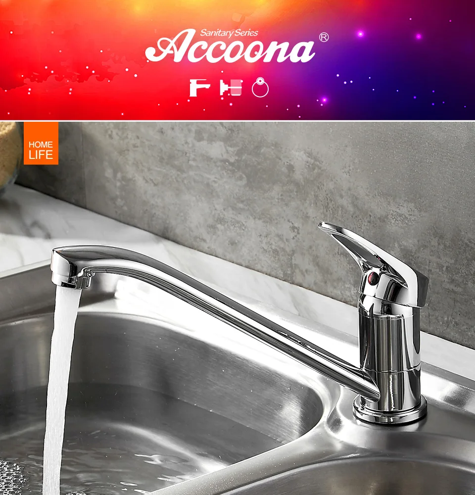 Accoona кухонный кран классический выдвижной Современный полированный хромированный с одной ручкой Поворотный Носик сосуд Раковина Смеситель кран