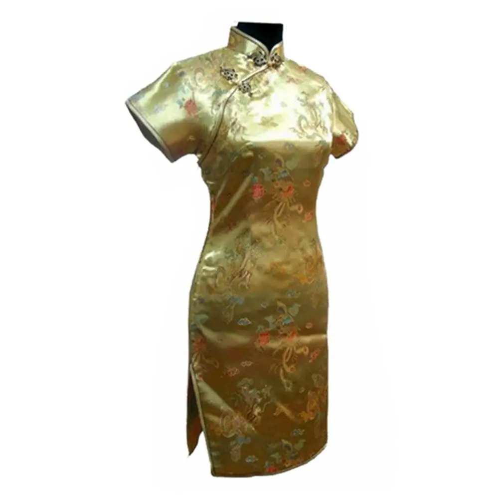 Черное Красное традиционное китайское платье Mujer Vestido женское атласное Ципао